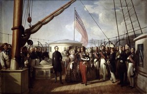 Königin Victoria empfängt König Louis Philippe I. an Bord der königlichen Yacht