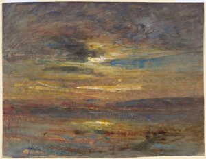 Sonnenuntergang über einem Teich von François Auguste Ravier
