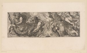 Mythologische Darstellung mit Göttern in Verehrung um einen Altar im Wasser von François Bignon