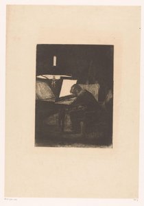 Radierer bei Lampenlicht (Six Eaux-fortes, dessinées et gravées par F. Bonvin, Peintre) von François Bonvin