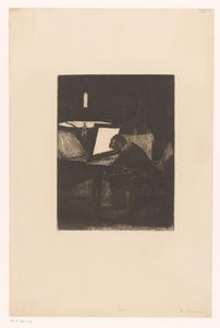 Radierer bei Lampenlicht von François Bonvin