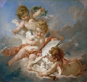 Boucher - Amoretten. Allegorie der Poesie, 1760er von François Boucher