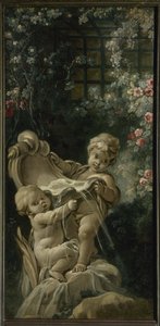 Boucher - Brunnen mit zwei Amoren, einer kniet, Zwischen 1765 und 1770 von François Boucher