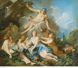 Boucher - Merkur vertraut den Säugling Bacchus den Nymphen an, ca. 1732 - 1734 von François Boucher