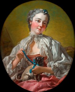 Junge Frau mit Mops von François Boucher