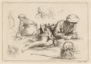 Figurenstudien einschließlich liegendem Jungen von François Boucher after Abraham Bloemaert