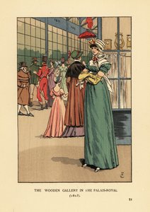 Modische Frau beim Einkaufen in der Holzgalerie im Palais Royal, Paris