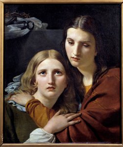 Heilige Frauen meditieren mit Objekten der Passion. Andachtsszene zweier junger Frauen. Gemälde von Joseph Navez (1787-1869) von François Joseph Navez