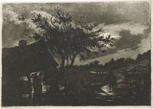 Flusslandschaft mit Bauernhof