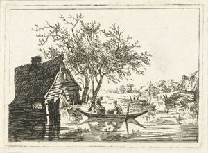Flusslandschaft mit Bauernhof