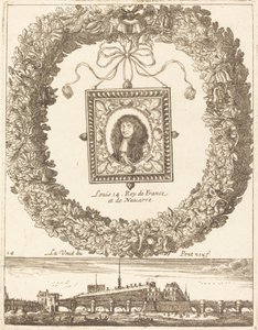 Ansicht der Pont Neuf; Ludwig XIV., König von Frankreich und Navarra von François Le Febvre
