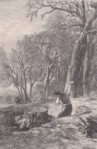 Winterszene: der Wurzelentferner, aus Magasin Pittoresque, ca. 1852 von François Rouget