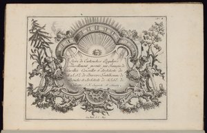 Kartusche mit Sonne und vier Winden, Livre de Cartouches Reguliers (Buch der regelmäßigen Kartuschen)