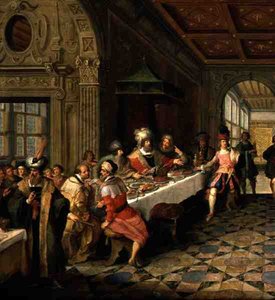 Detail des Festes aus Salome präsentiert das Haupt des heiligen Johannes des Täufers König Herodes