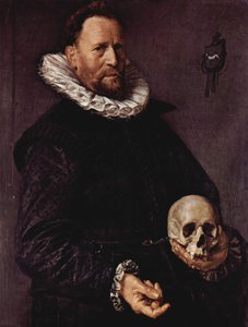 Porträt eines Mannes mit einem Schädel von Frans Hals