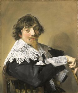 Porträt eines Mannes, möglicherweise Nicolaes Hasselaer (1593-1635). Brauer und Hauptmann einer militärischen Einheit in Amsterdam von Frans Hals