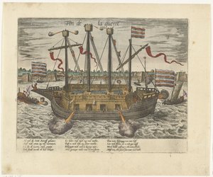 Das Schiff Fin de la guerre, 1585. Serie 9: Niederländische und Deutsche Ereignisse, 1583-1587 (Serientitel) von Frans Hogenberg