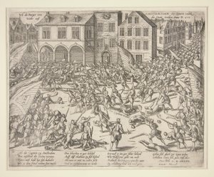 Wie die Bürger von Amsterdam die Truppen aus der Stadt vertrieben von Frans Hogenberg