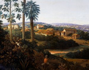 Serinhaem-Dorf in Brasilien oder Das Zuhause eines Zuckerrohrpflanzers in Brasilien von Frans Post
