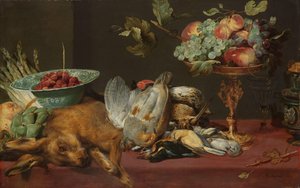Stillleben mit Wild, Obst und Gemüse