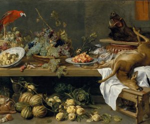 Stillleben mit Obst, Gemüse und Wild, 1635