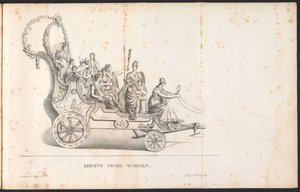 Erster Prunkwagen im Umzug für den Heiligen Rombout, 1825