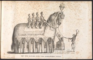 Ros Beiaard als Prunkwagen im Umzug für den Heiligen Rombout, 1825