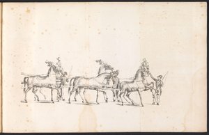 Spann des ersten Prunkwagens im Umzug für den Heiligen Rombout, 1825