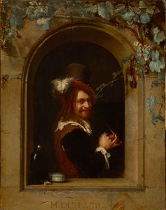 Mann mit Pfeife am Fenster, von Frans van Mieris dem Älteren