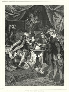 Christoph Kolumbus im Lager von Santa Fe, Spanien von Franz (after) Kollarz