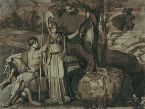 Szene aus der Perseussage: Athena mit dem Gorgonenschild von Franz Caucig