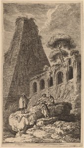 Die Pyramide von Sesto bei den Toren von St. Pauli in Rom von Franz Edmund Weirotter