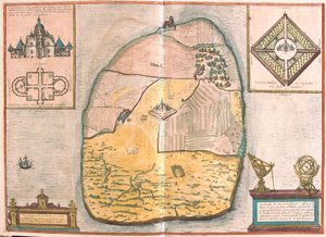 Insel Ven und Uranienborg, der Palast und das Observatorium von Tycho Brahe auf dieser Insel im Sund