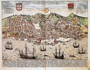 Karte von Lissabon - Portugal (Gravur) von Franz Hogenberg