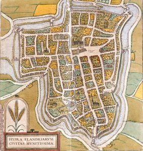 Plan von Ypern, Belgien von Franz Hogenberg