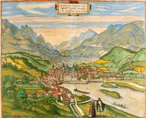Ansicht von Innsbruck (Oenipons oder Enipontus), Österreich (Radierung)
