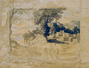 Italienische Landschaft mit Staffagefiguren