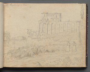 Album mit Ansichten von Rom und Umgebung, Landschaftsstudien, Seite 07a: Villa Barberini in Rom von Franz Johann Heinrich Nadorp