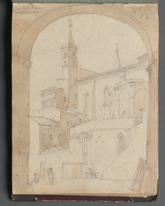 Album mit Ansichten von Rom und Umgebung, Landschaftsstudien, Seite 18a: Sankt Johannes im Lateran, Rom von Franz Johann Heinrich Nadorp