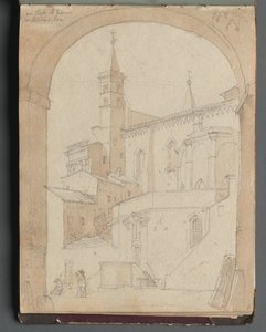 Album mit Ansichten von Rom und Umgebung, Landschaftsstudien, Seite 18a: Sankt Johannes Lateran, Rom von Franz Johann Heinrich Nadorp