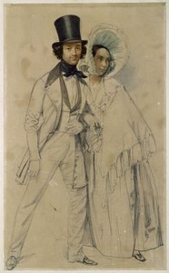 Das Ehepaar Paul und Amalie Taglioni (Studie zu dem Gemälde "Parade des ersten Garderegimentes zu Fuß", 1839) von Franz Krüger