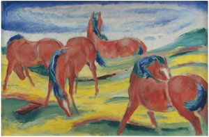 Weidende Pferde III, 1910 von Franz Marc