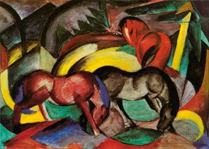 Drei Pferde, 1912 von Franz Marc