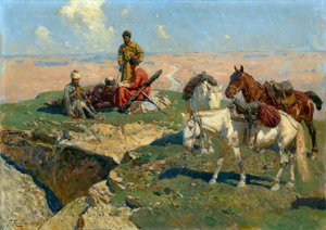 Die Rast der Krieger des Kaukasus von Franz Roubaud