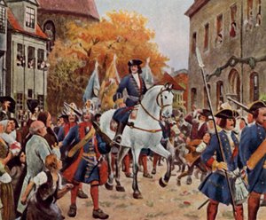 Prinz Leopold I betritt Dessau nach dem Ende des Spanischen Erbfolgekriegs