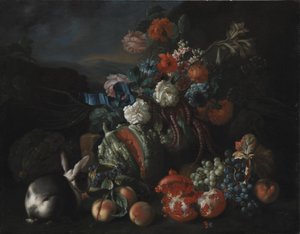Steinbasis mit Blumen und Früchten von Franz Werner Tamm