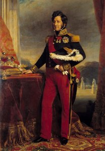 Ganzkörperporträt von Louis Philippe I., König der Franzosen, mit der Charta von 1830