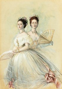 Porträt der Zarin Maria Feodorovna und ihrer Schwester Alexandra, Prinzessin von Wales, 1868