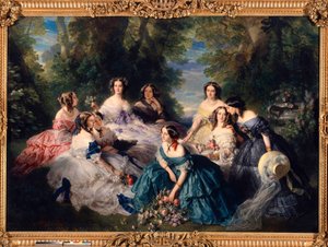 Die Kaiserin Eugenie (1826-1920) im Jahr 1855 umgeben von den Hofdamen des Palastes