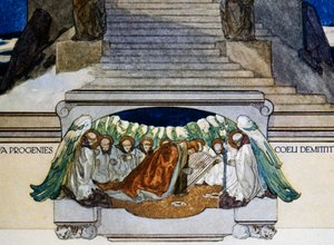 Und neue Nachkommenschaft steigt vom Himmel herab, Fegefeuer, Gesang XXII, Göttliche Komödie von Dante Alighieri, Illustration von Franz von Bayros (1866-1924), Wien